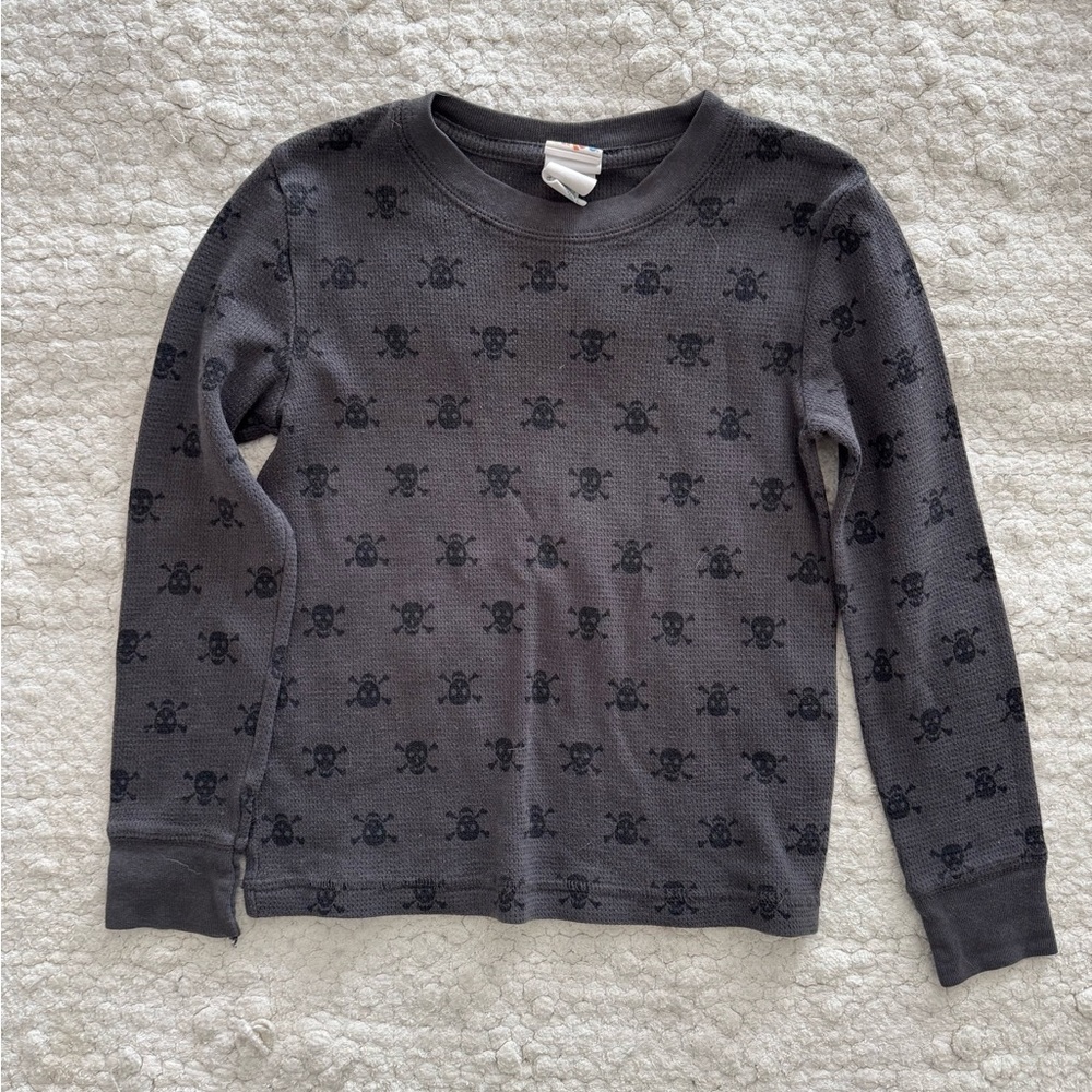 Gray Skull Pattern Kids Long Sleeve Shirt